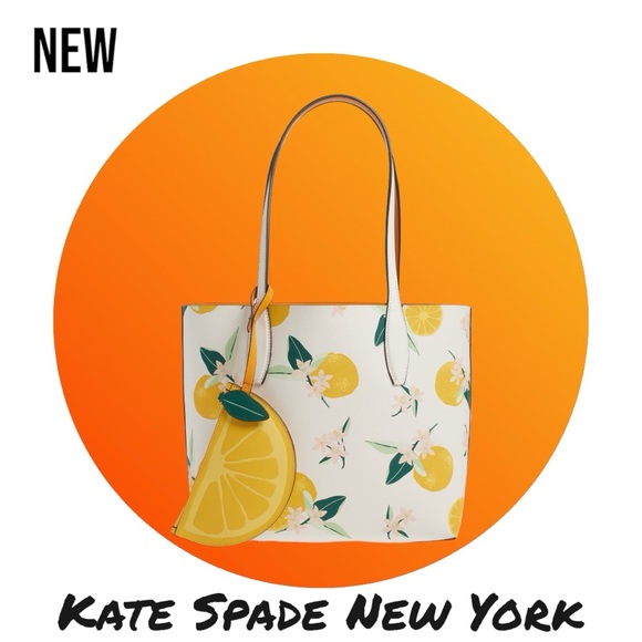 New NWT Large Kate Spade New York reversible lemon tote bag purse - Picture 3 of 6